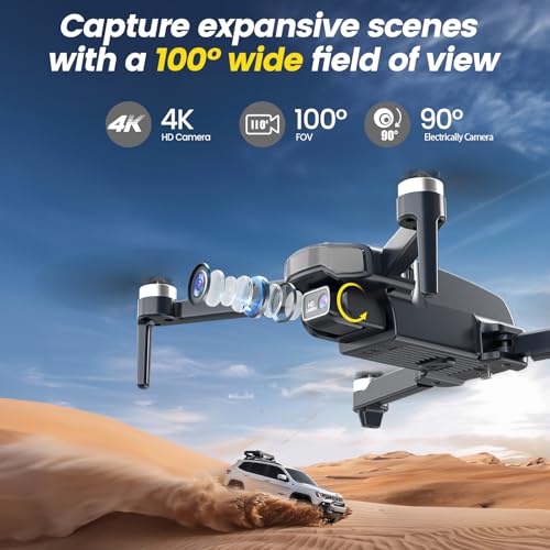 Drones with Camera for Adults 4k, WF31 GPS RC Drone FPV Foldable Quadcopter for Beginner with Brushless Motor, 5G Wi-Fi Transmission, Auto Return