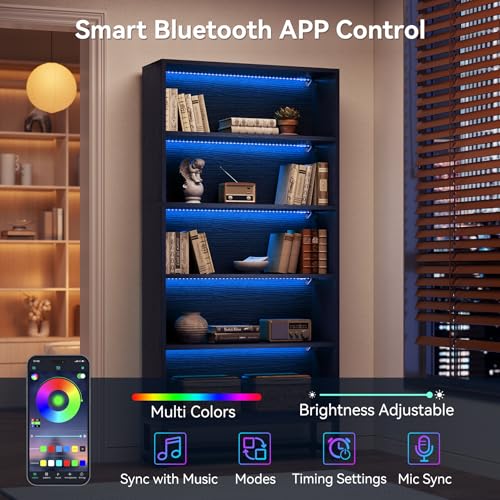 70.8 Inch Tall Bookcase and Bookshelf with Closed Back Shelf, 5-Tier Large Bookcases Organizer with Storage Shelves