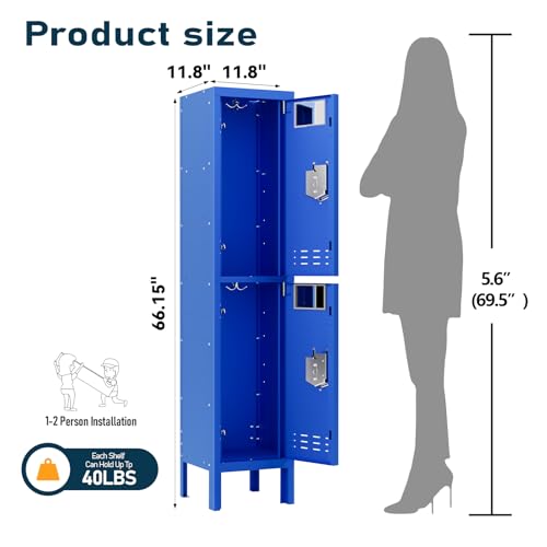 Metal Locker with 5 Doors,Lockers for Employees,66'' Steel Storage Locker for School,Gym, Office, Office,Garage