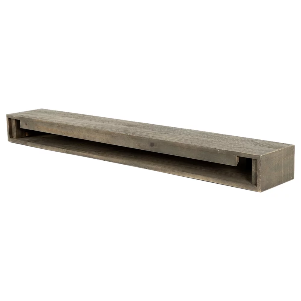 Country Living Wood Fireplace Mantel Shelf - Stockbridge 48 Inch Beach Sand Finish | Rustic Distressed Pine Shelf with Hand-Hewn Details