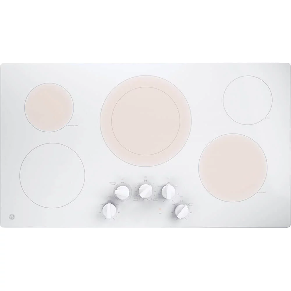 Ge Jp3036 36" Wide 5 Burner Electric Cooktop - White