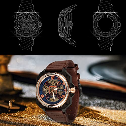 Automatic Skeleton Watches for Men, Luxury Skeleton Mechanical Dress Watch Self Winding, Waterproof Automatic Skeleton Watches for Men