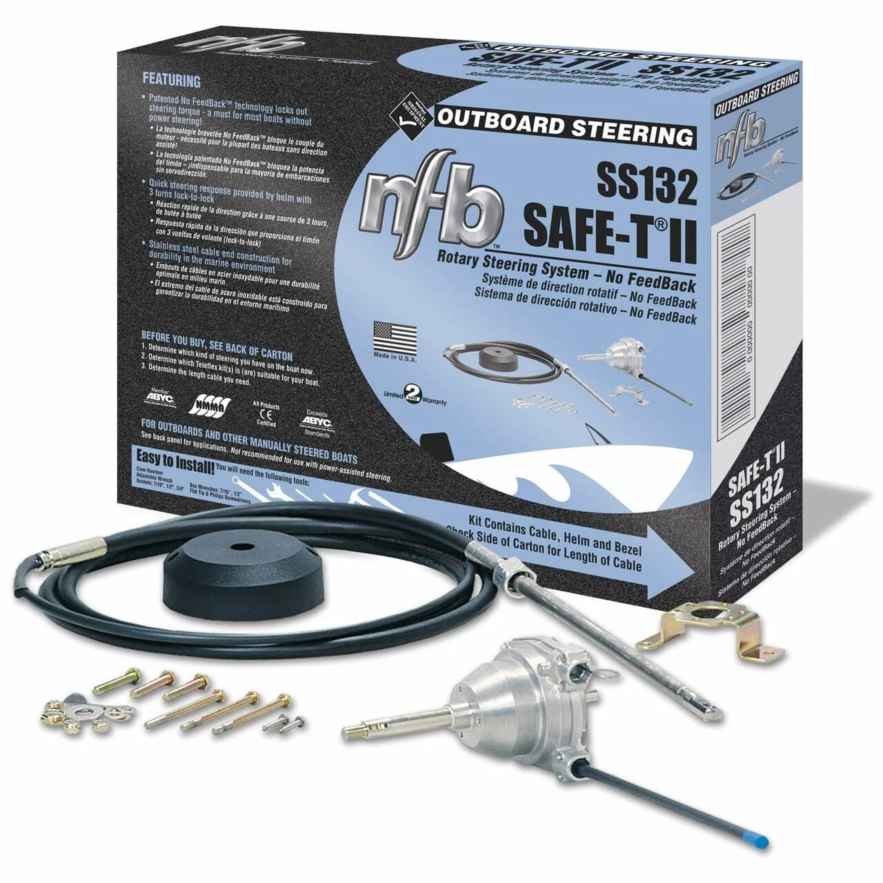 Seastar Solutions SS132 NFB Safe-T II Steering Kit, 11&
