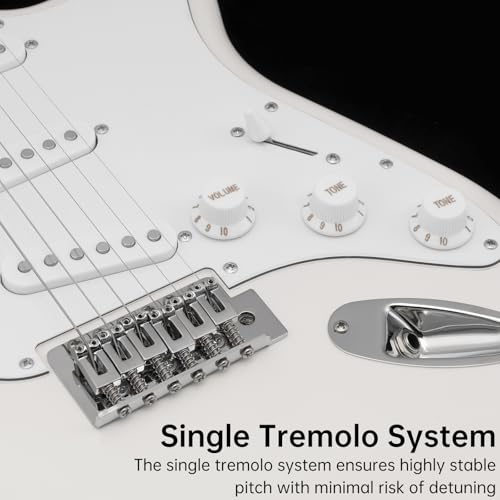 AODSK Electric Guitar with Amp Beginner Kit 39 Inch Solid Body Full Size,All Accessories,Digital Tuner,Six Strings,Four Picks,Tremolo Bar,Strap