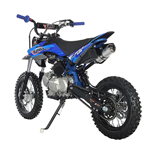 X-PRO Bolt 125 Dirt Bike with Automatic Transmission, Electric Start, Big 14"/12" Tires! (Blue)