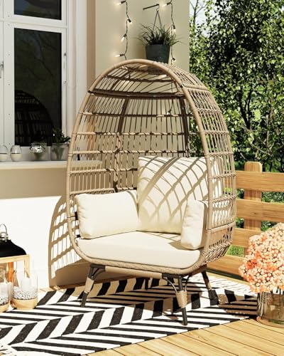 GAOMON Egg Chair, Oversized Wicker Outdoor Chairs with Luxury Cushions