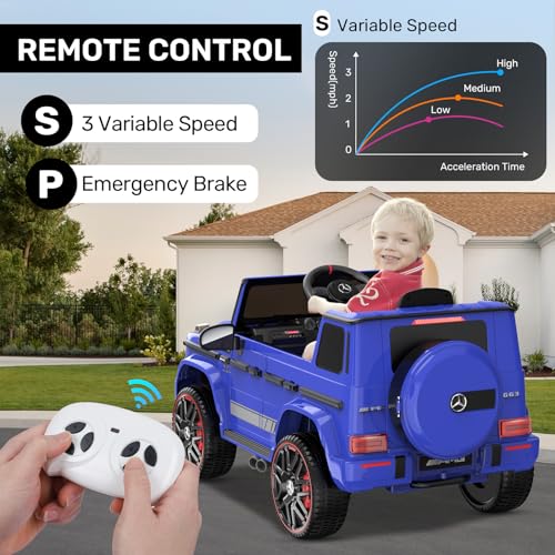 ANPABO Licensed Mercedes-Benz G63 Car for Kids, 12V Ride on Car w/Parent Remote Control, Low Battery Voice Prompt, LED Headlight, Music Player & Horn