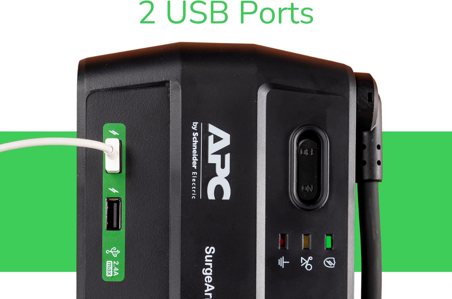 APC Surge Protector with USB Ports, P11U2, 2880 Joule, 8' Cord, Flat Plug,11 Outlet Power Strip Black Pack of 2