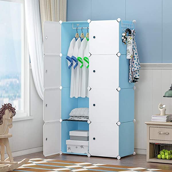 YOZO Cube Storage Organzier Portable Closet Wardrobe Bedroom Dresser (71x14x71 inches) Portable Closet Cube Shelf Armoire Pantry Cabinet, 25 Cubes