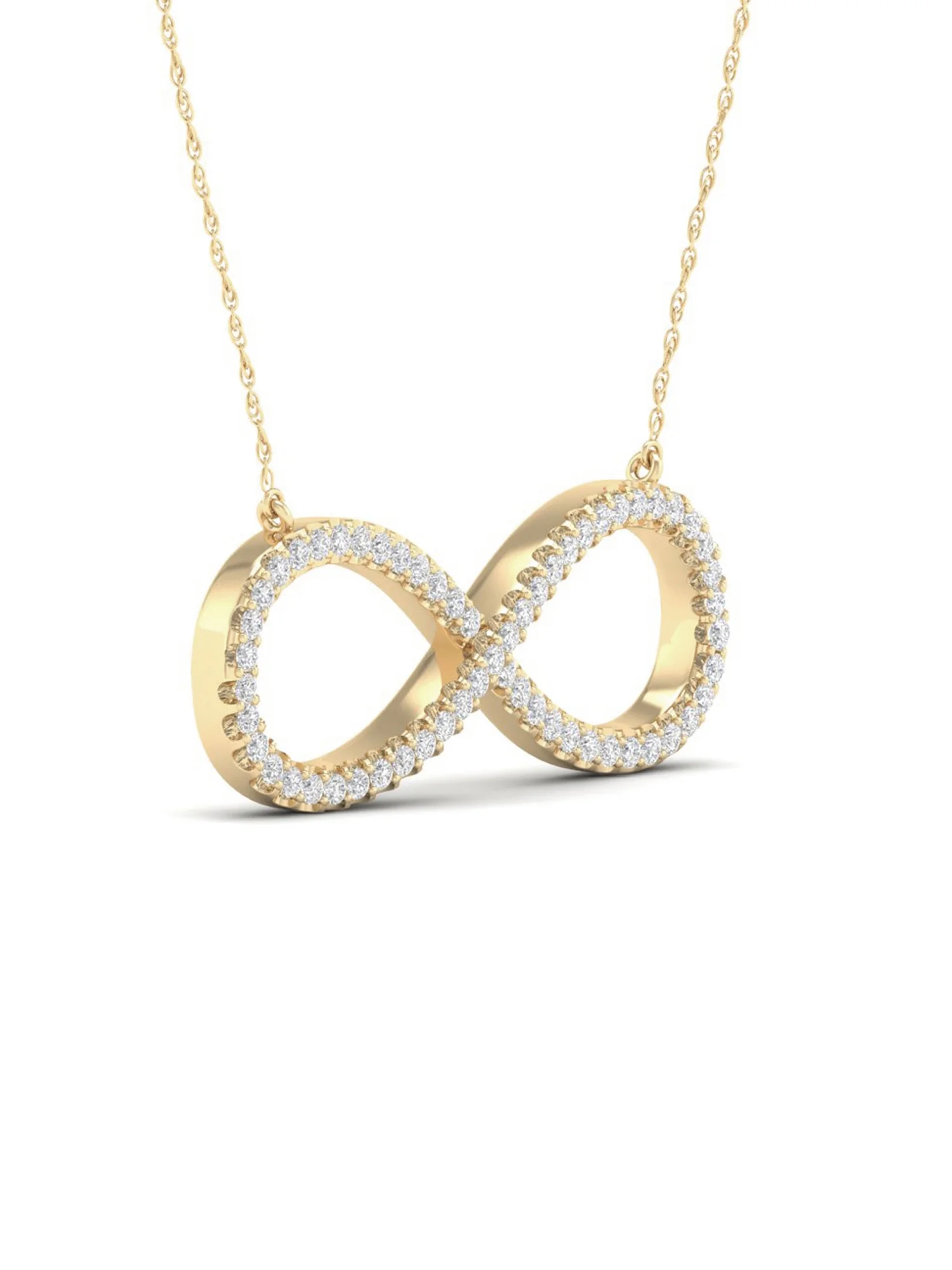 1/6Ct TDW Diamond 10K Yellow Gold Infinity Loop Nacklace