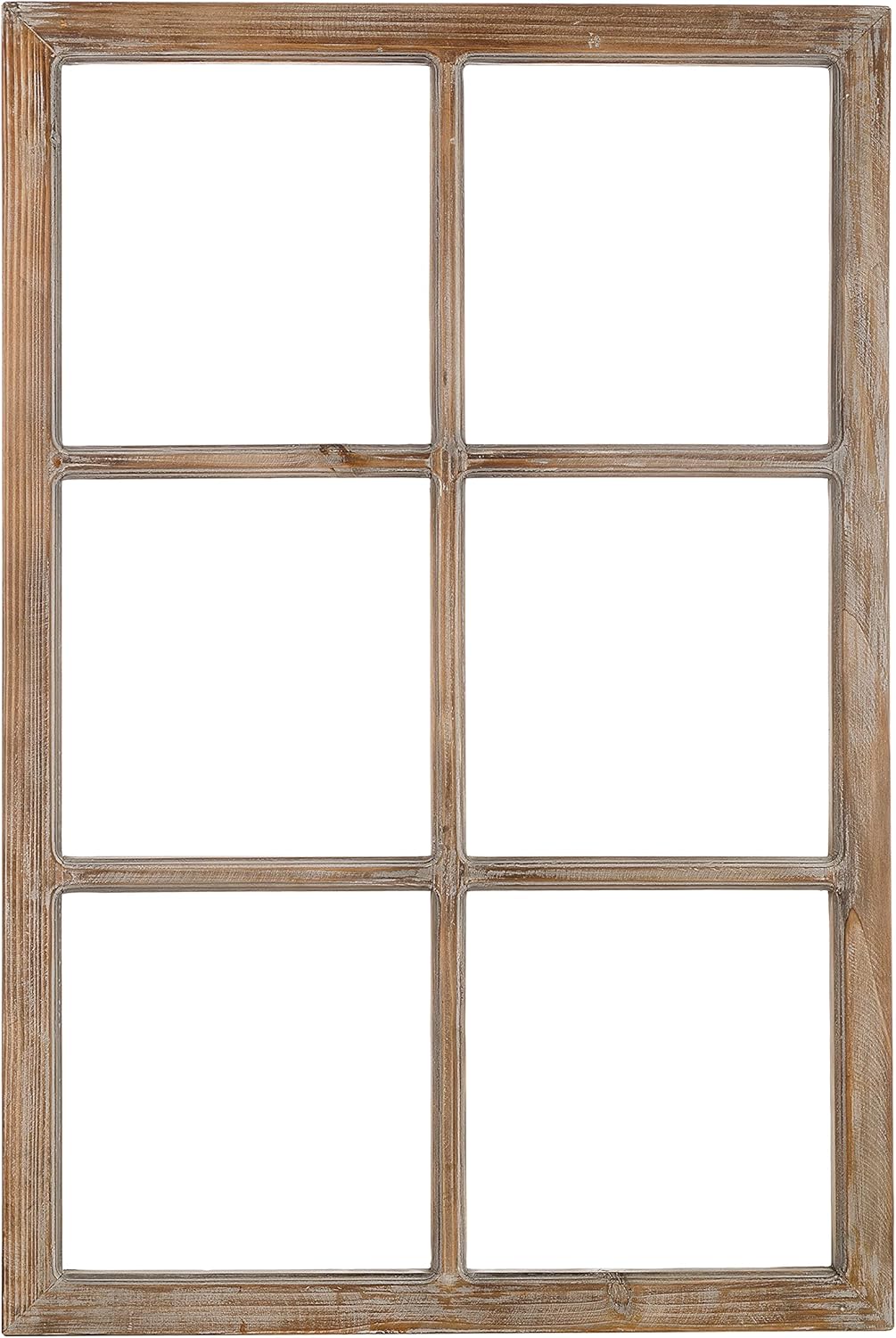 Ka Home Farmhouse Window Pane Wall Decor - 6-Pane Rustic Wood Window Frame with Distressed Black Finish