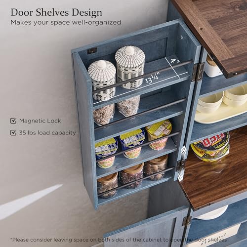 72" Tall Kitchen Pantry, Farmhouse Storage Cabinet with Barn Doors, Organizer, Drawer and Adjustable Shelves, Rustic Wood Cupboard for Kitchen