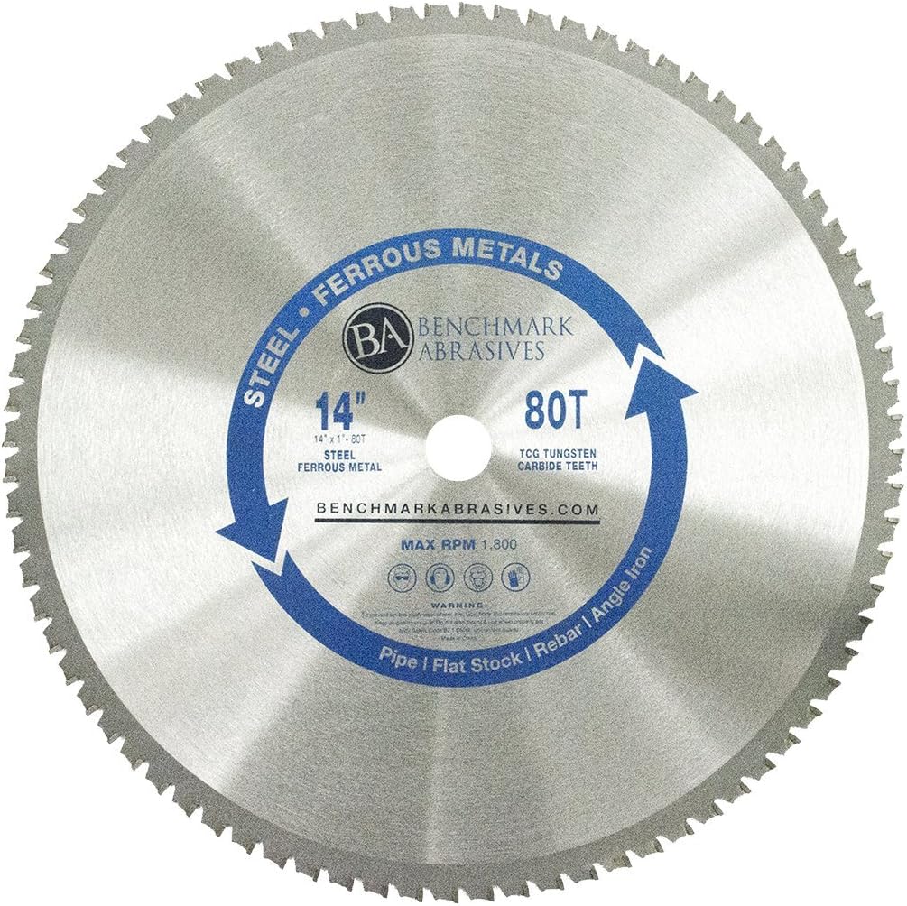 Benchmark Abrasives 14" 80 Tooth Tungsten Carbide Tips Saw Blade for Thin Steel and Ferrous Metals