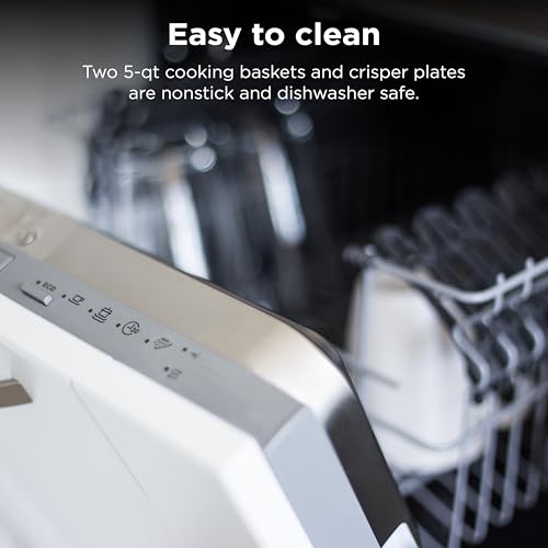 Ninja DZ401 Foodi 10 Quart 6-in-1 DualZone XL 2-Basket Air Fryer with 2 Independent Frying Baskets, Match Cook & Smart Finish to Roast, Broil