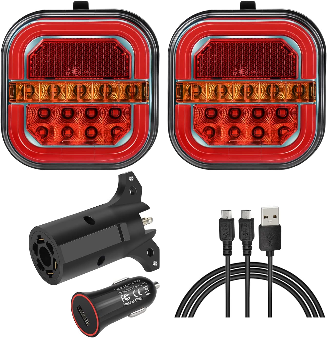 Wireless Trailer Lights for Towing, 2 Pcs Rechargeable LED Magnetic Tail Light Kit for Tow Truck