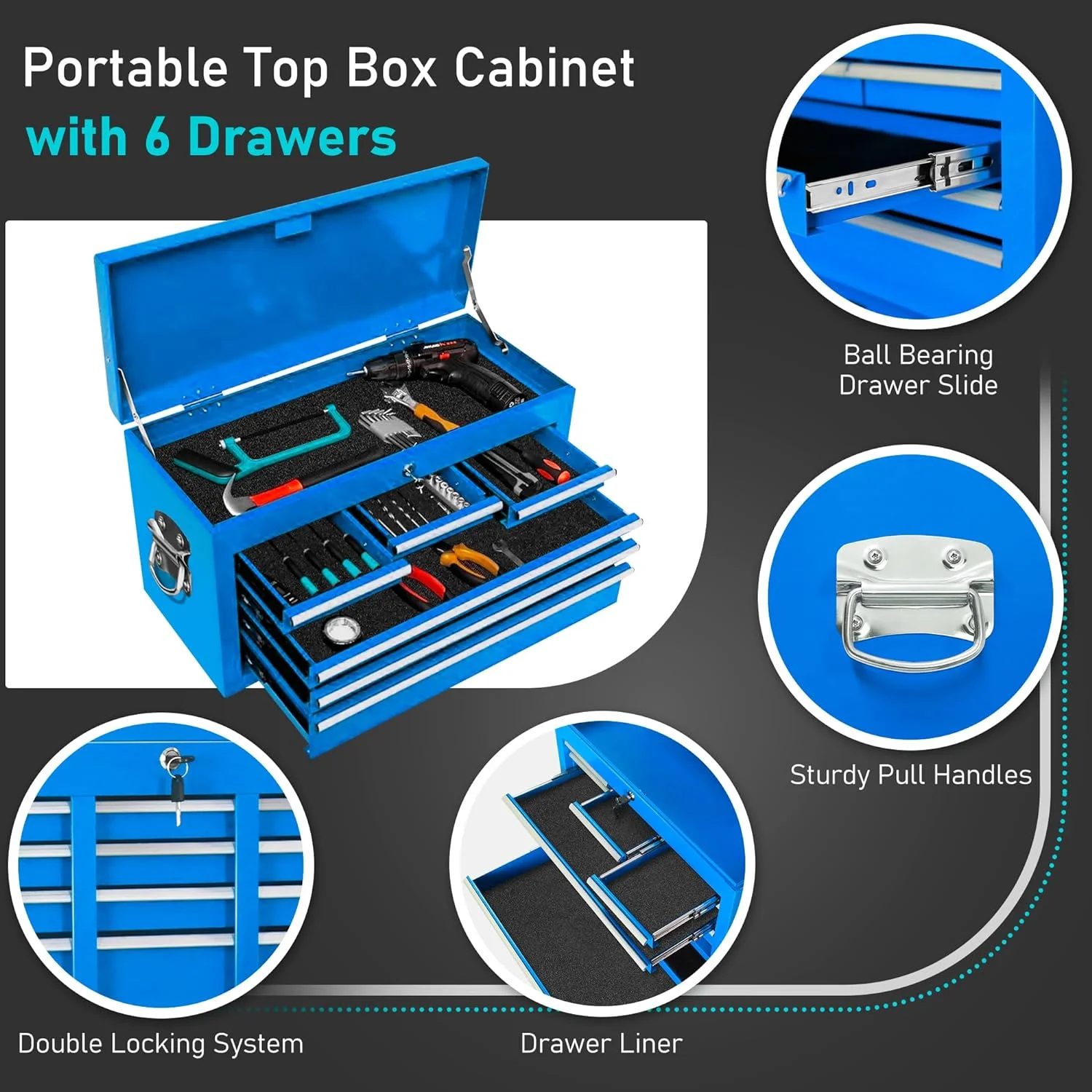 2-IN-1  Tool Chest & Cabinet, Large Capacity 8-Drawer Rolling Tool Box Organizer with Wheels Lockable Craft, Black