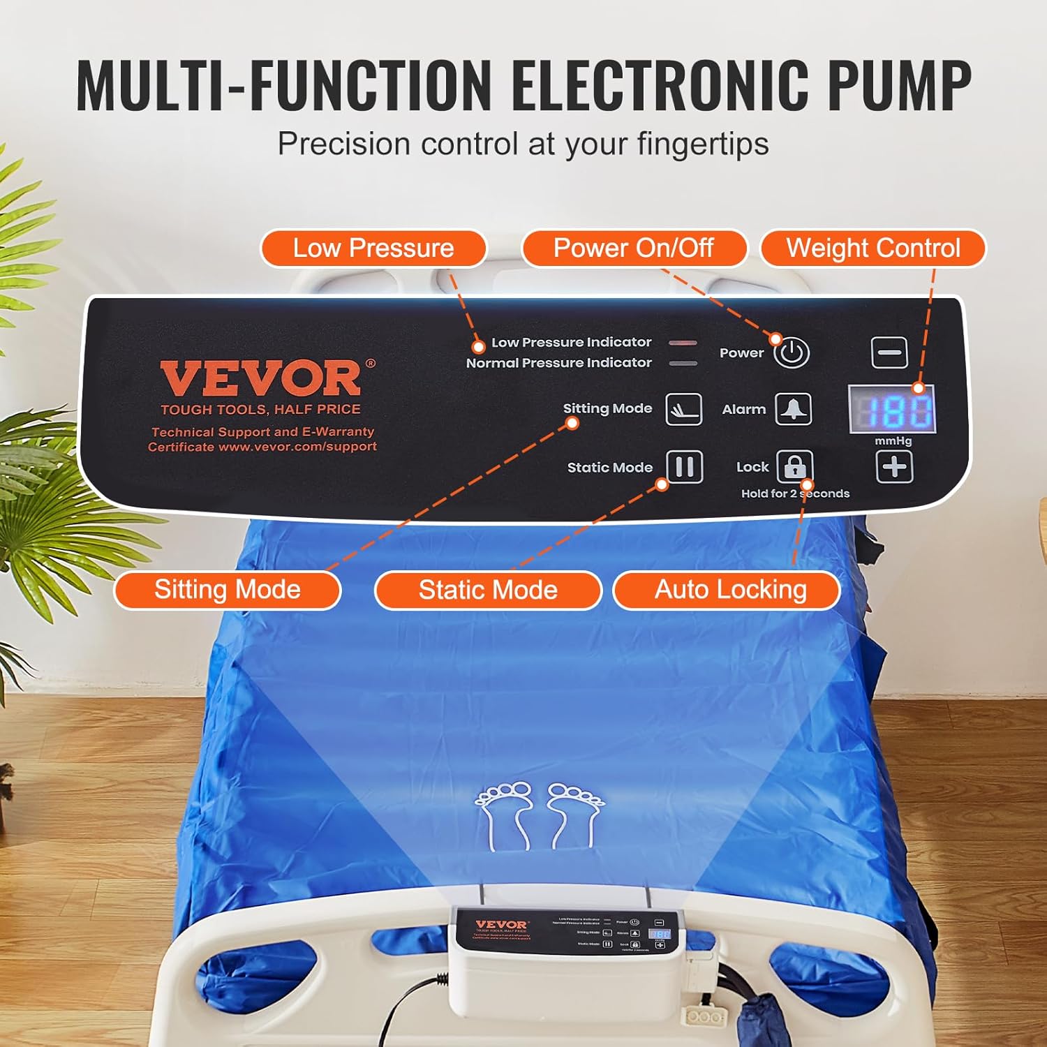 VEVOR Alternating Air Pressure Mattress, Dual-Layer Alternating Pressure Pad for Hospital Beds