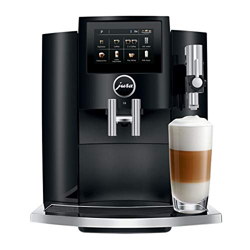 Jura S8 Automatic Coffee Machine 64 oz, Moonlight Silver and Jura Glass Milk Container, Clear
