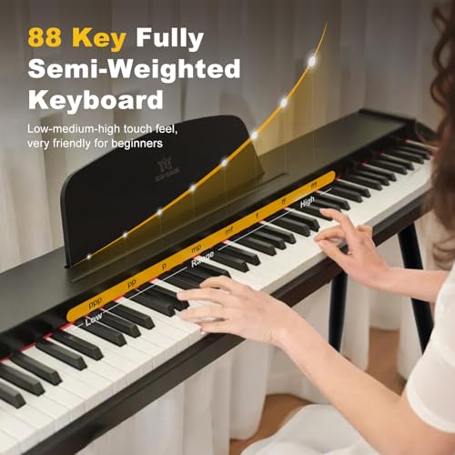 MUSTAR 88 Key Piano Keyboard for Beginners, Semi Weighted Electric Piano Keyboard 88 Keys, Portable Digital Piano 88 Key Weighted with 3-Pedal Unit