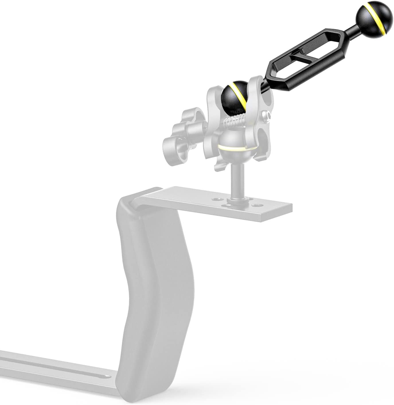 Seafrogs 4&rdquo;Aluminum Alloy Underwater System, Connector Ball Head, Aluminum Alloy Dual Balls Arm for Strobe/Video Light/Diving Camera Tray