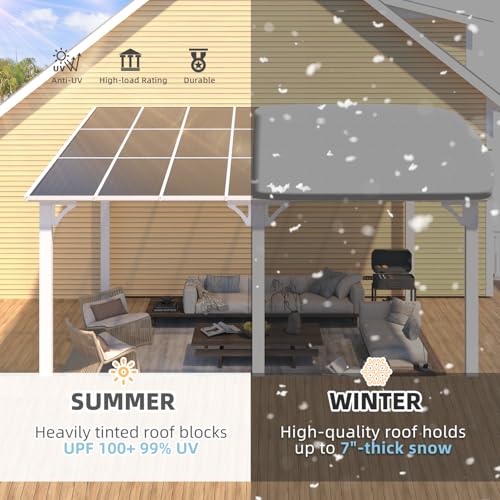 AECOJOY 10&rsquo; x 10&rsquo; Gazebo, Wall Mounted Gazebos Pergola on Clearance, Outdoor Patio Lean to Gazebo Awnings for Deck, Porch