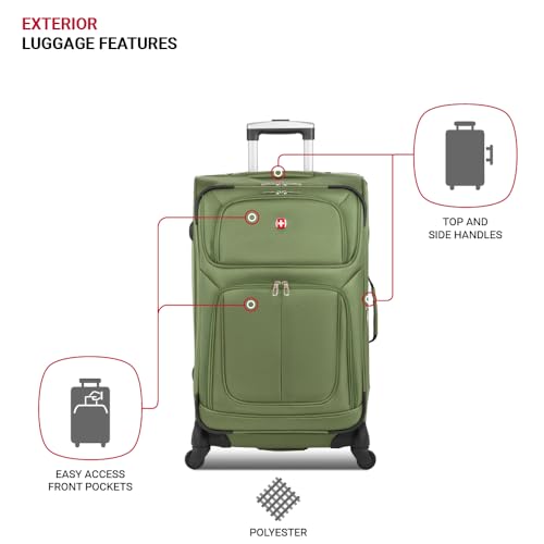 SwissGear Sion Softside Expandable Roller Luggage, Teal, 3 Piece Set (21/25/29)