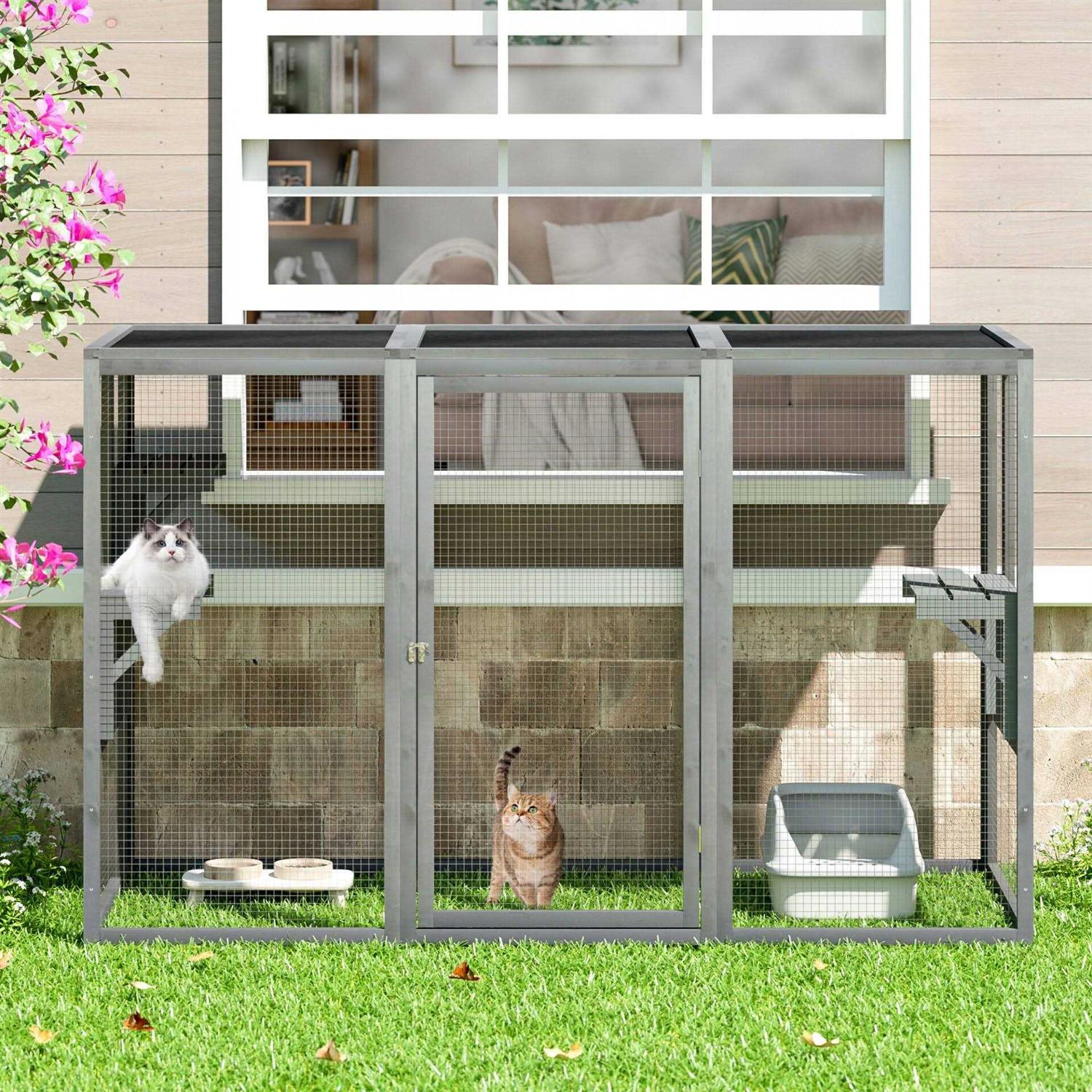 COZIWOW Wooden Outdoor Cat Enclosure Run Playpen Catio - Pet Supplies online store