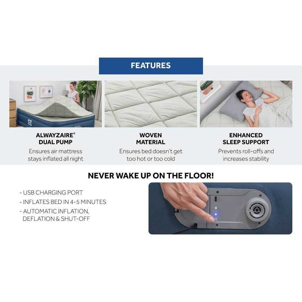 Bestway Sealy Top Air Mattress Queen with Built-in Dual Pump - Sports Supplies Online Store