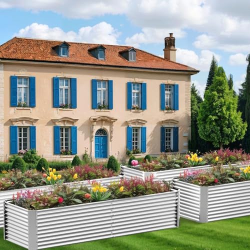 2 Pack 8x4FT Tall Galvanized Raised Garden Bed Outdoor,Metal Garden Bed for Vegetables,Steel Raised Beds for Gardening