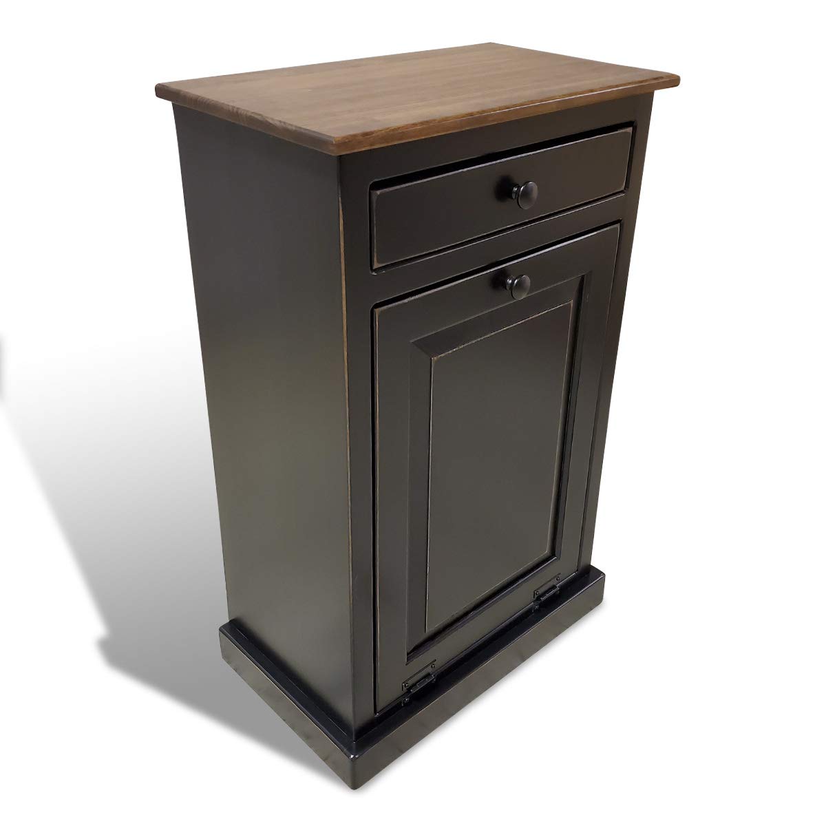 Peaceful Classics Trash Bin Cabinet - Handmade Solid Wood Hideaway Wooden Pull out Trash Can Cabinet - Trash Can with Drawer