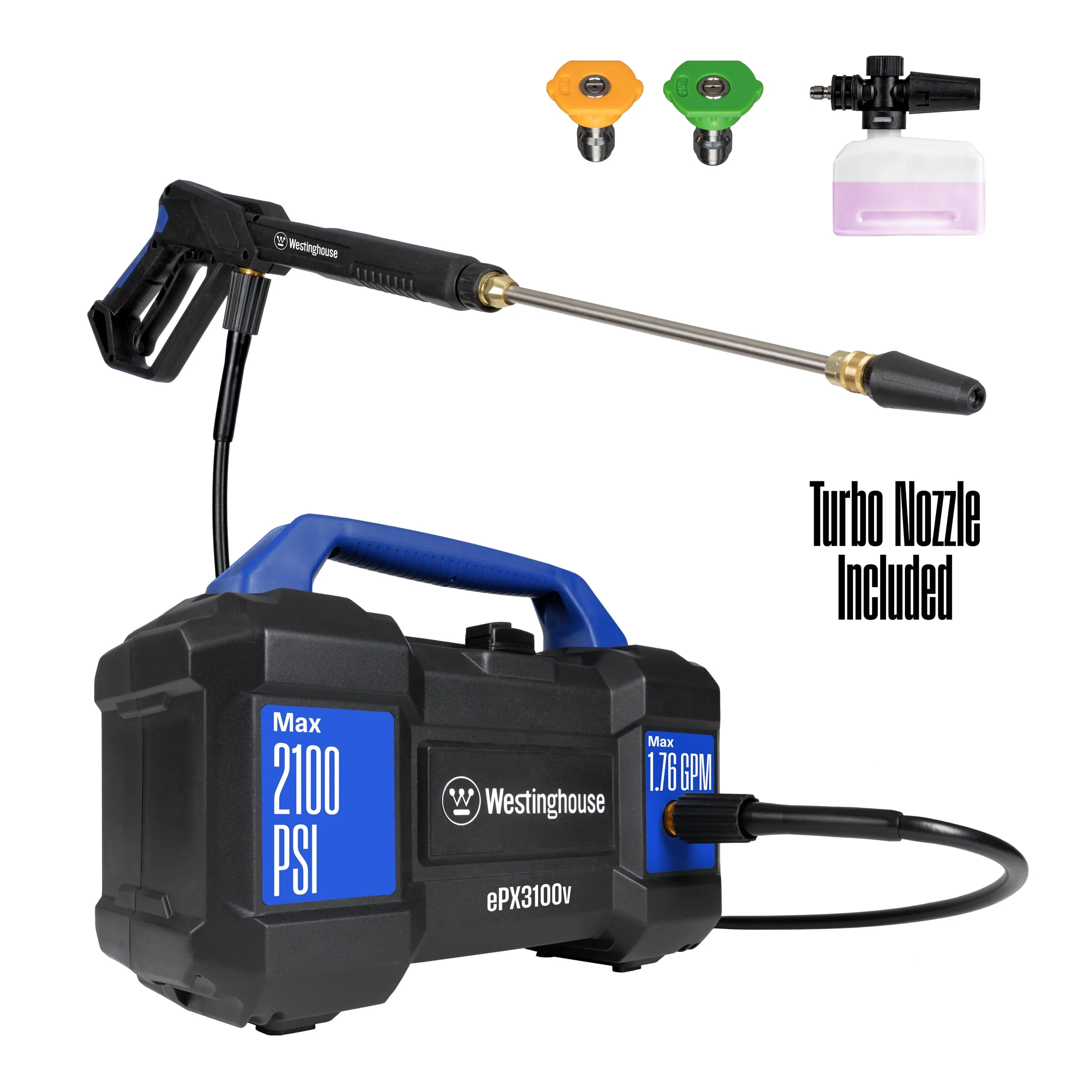 Westinghouse Electric Pressure Washer 2500-PSI, 1.76-GPM, Soap Tank, 5 Nozzles