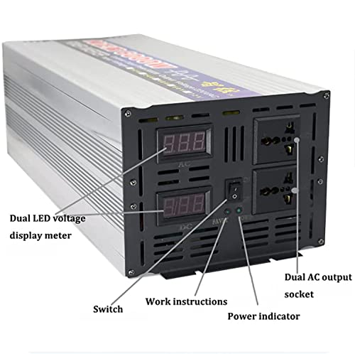 Inverter 5000W 6000W Pure Sine Wave Inverter 12V 24V 48V 60V to 110V/220V Car Inverter, Dc to Ac Converter for Truck, Boat, Camping, Van