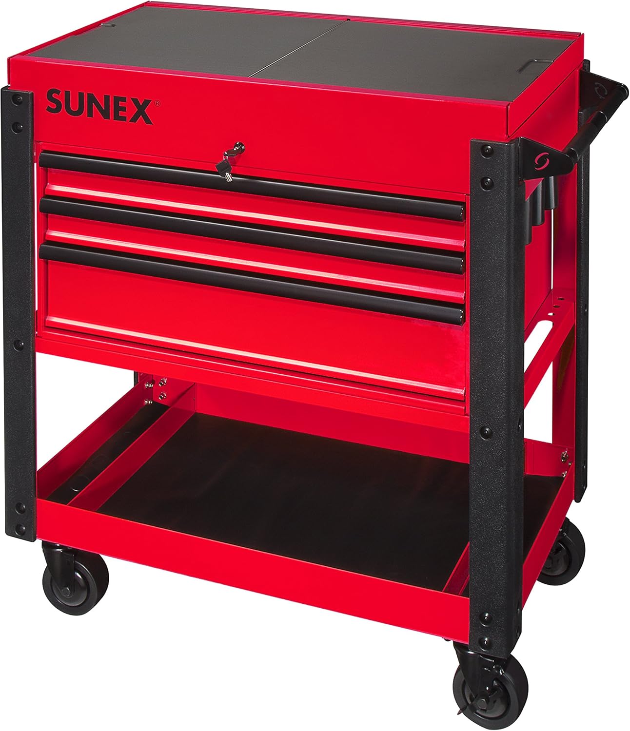 Sunex 8035XT 3 Drawer Service Cart with Sliding Top- Red