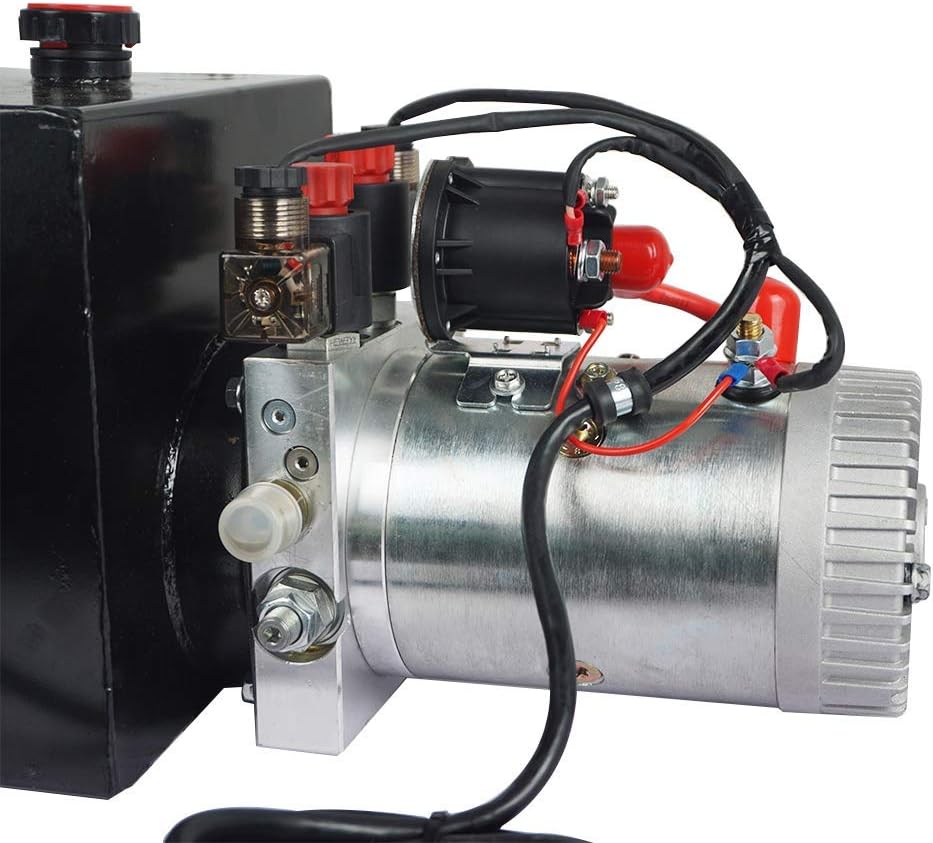Fisters Hydraulic Power Unit 15 Quart Double Acting Hydraulic Pump DC 12V Power Unit Metal Reservoir for Dump Trailer Car Lifting