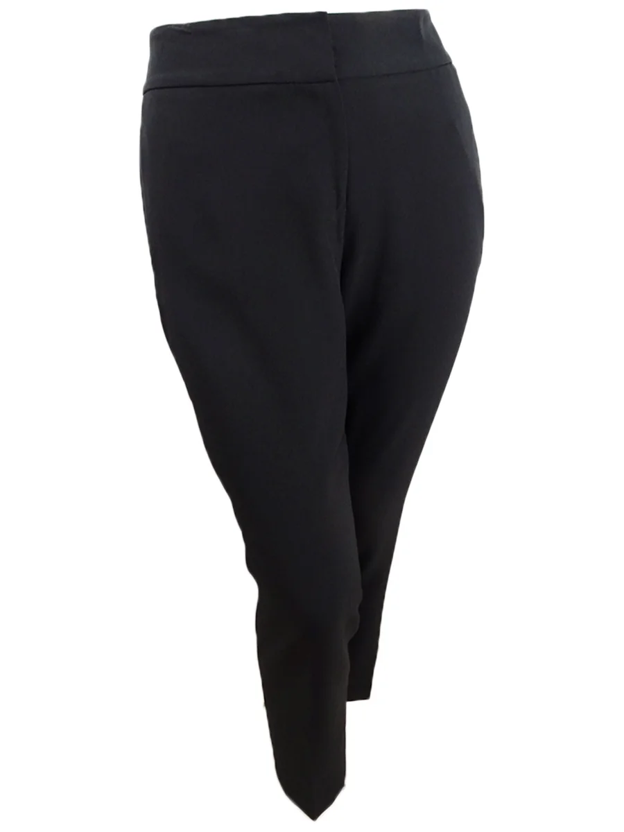 Le Suit Women's Petite Contrast-Jacket Pantsuit (4P, Ivory/Black)