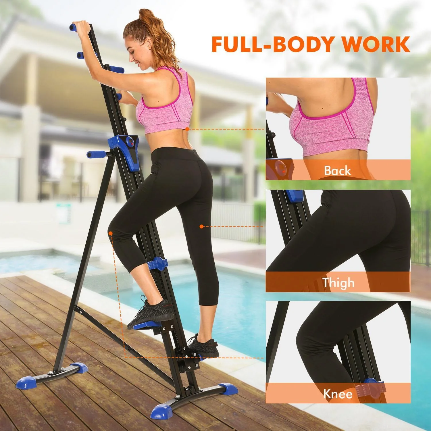 VIBESPARK Vertical Climber and Folding Indoor Exercise Fitness Stair Stepper Machine for Office, Home and Gym
