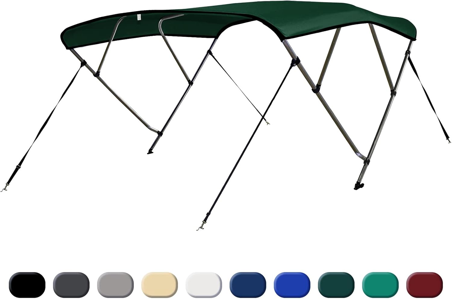 Leader Accessories Sand 4 Bow 8'L x 54" H x 85"-90" W Bimini Top Cover 4 Straps for Front and Rear Includes Mounting Hardwares with 1 Inch Aluminum
