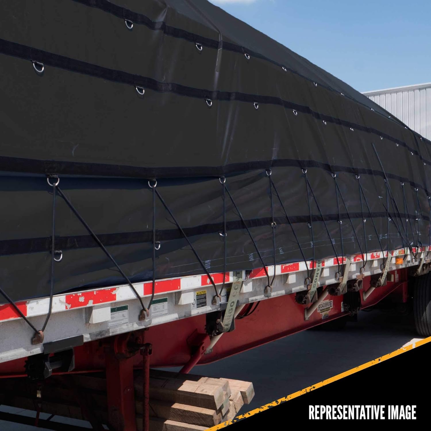 US Cargo Control Lightweight Lumber Tarp - 24 Feet x 18 Feet with 8 Foot Drop and Flap - Durable Protection for Your Flatbed Trailer Cargo