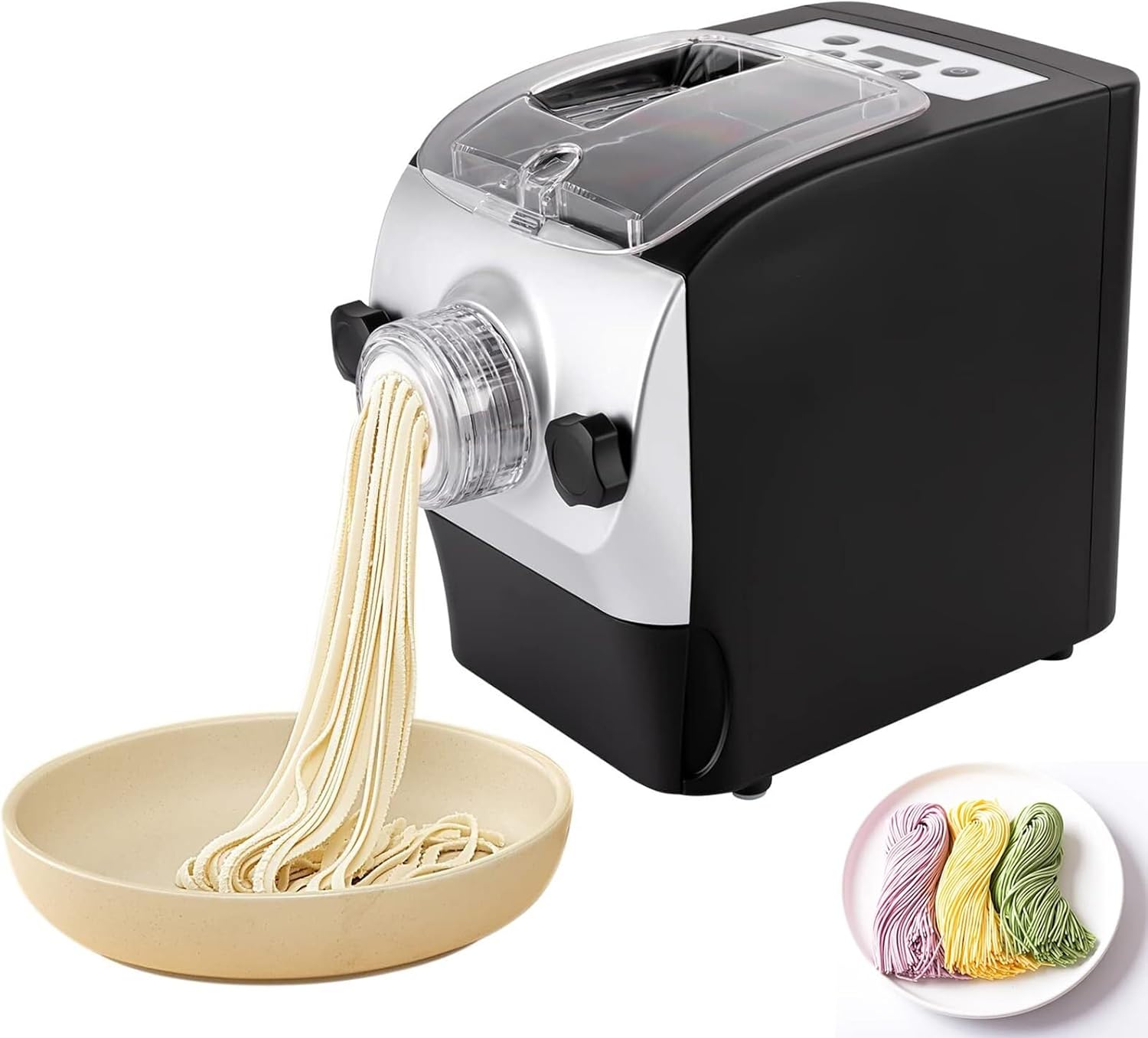 Electric Pasta Maker Machine, 260W Automatic Noodle Maker with 8 Moulds, Pasta/Dumpling Skin/Macaroni Maker with LED Display Timer