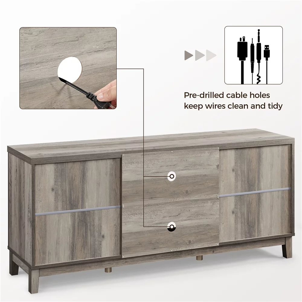 Alden Design Farmhouse Storage TV Stand for TVs up to 65", Gray