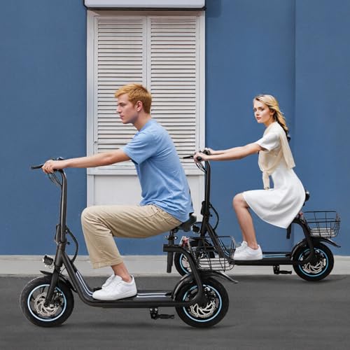 Winado Electric Scooters for Adults, 25Miles Long Range, 15.5MPH Top Speed, Foldable E-Scooter 450W Motor with 12" Pneumatic Tire, Seat, Wide Deck