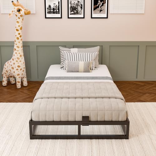 6 Inch Queen Bed Frame with Steel Slat Support, Low Profile Queen Metal Platform Bed Frame Support Mattress Foundation