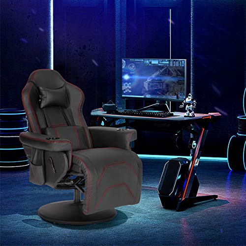 Modern-Depo Gaming Recliner Chair with Speakers, Massage, High Back, Cupholder, Headrest, Lumbar Support
