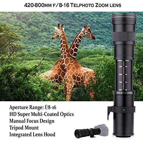 Canon EOS Rebel T7 DSLR Camera with 18-55mm is II Lens + Canon EF 75-300mm f/4-5.6 III Lens and 500mm Preset Lens + 32GB Memory + Filters + Monopod +