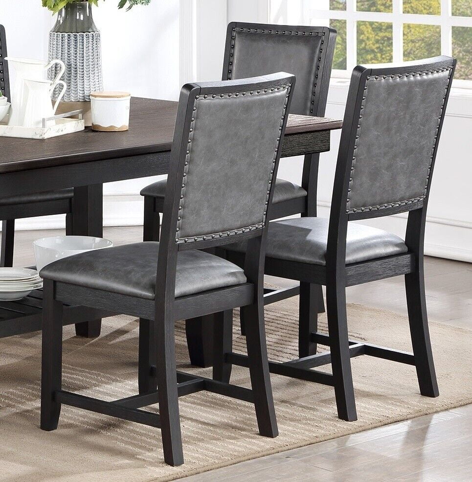 Beautiful Dark Coffee Dining Room Furniture 7pc Set Contemporary Dining Table w Shelve 6 Chairs PU Cushion Seat Back Side Chairs