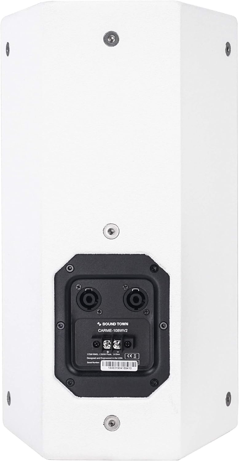Sound Town Pair of CARME Series Dual 8 2-Way Passive Professional Loudspeaker, Black with Compression Driver and U Bracket for Installation