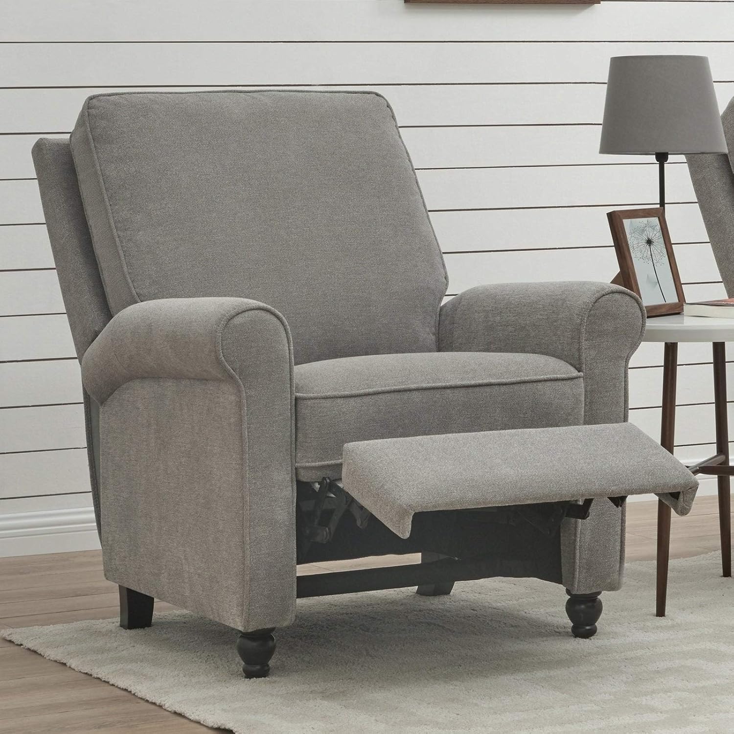 ProLounger Grey Chenille Push Back Recliner Chair