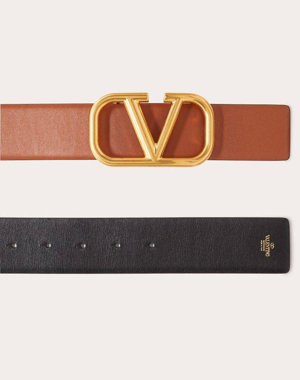Valentino Garavani Reversible Vlogo Signature Belt in Glossy Calfskin 40mm
