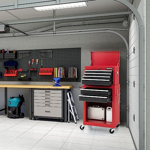 ERGOMASTER Rolling Tool Chest Cabinet Big Capacity Storage with Wheels and Lock Key, Portable Tool-Box Organizer with Sliding Drawers