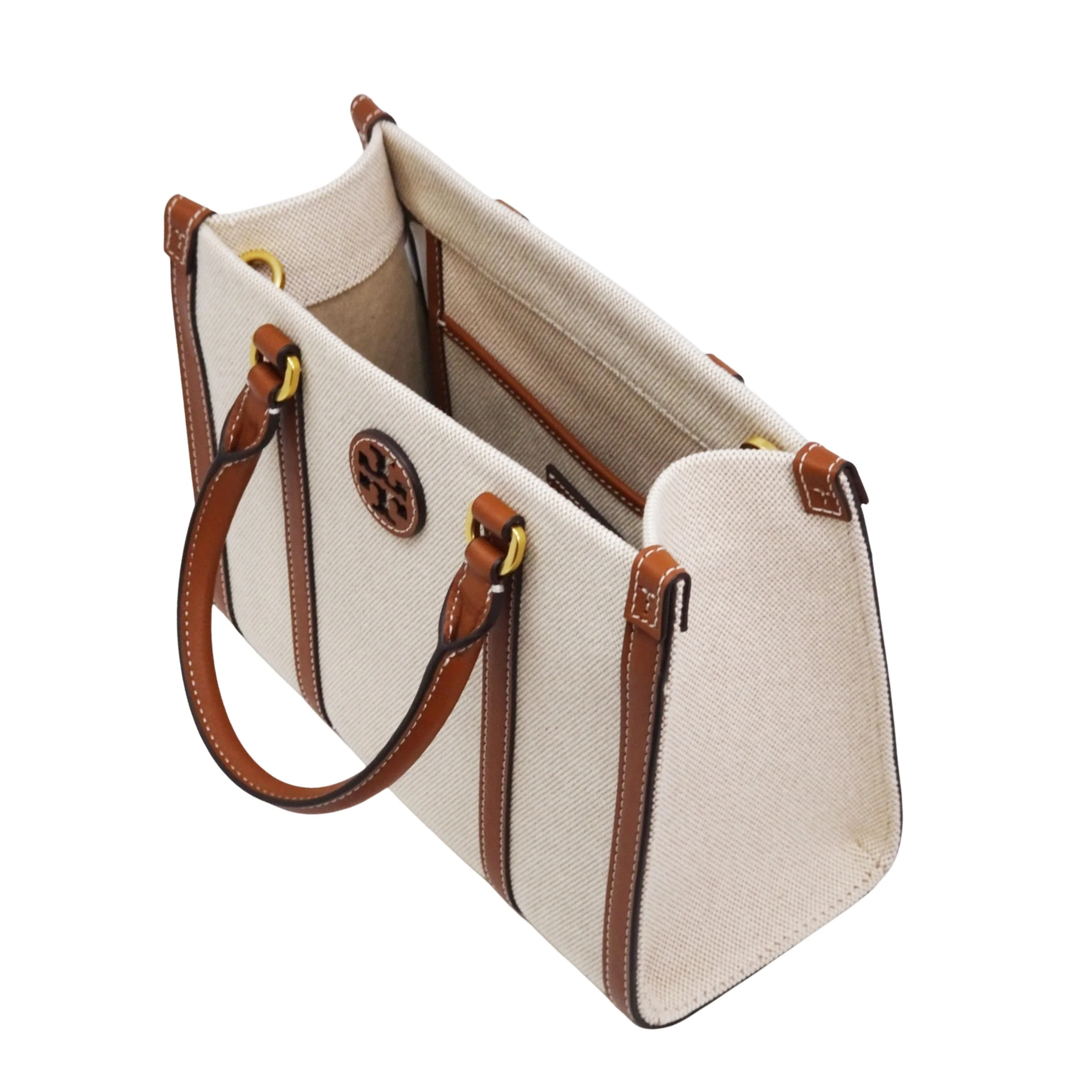 Tory Burch Women's Blake Small Canvas Tote (Natural / Classic Cuoio)